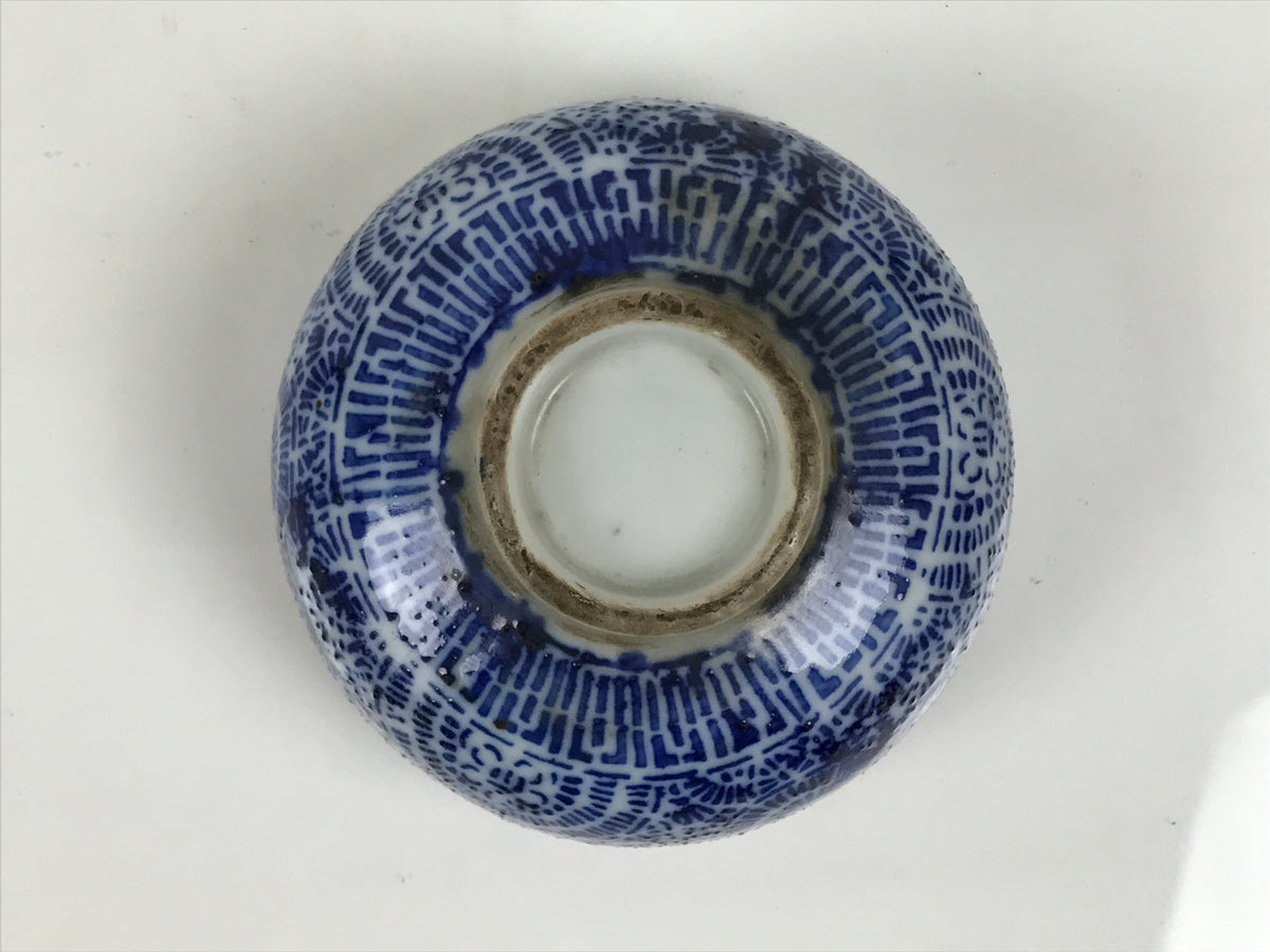 Japanese Sometsuke Porcelain Teacup Yunomi Vtg White Blue Circle Floral TC649-KT - Teacup-chidorivintage.com