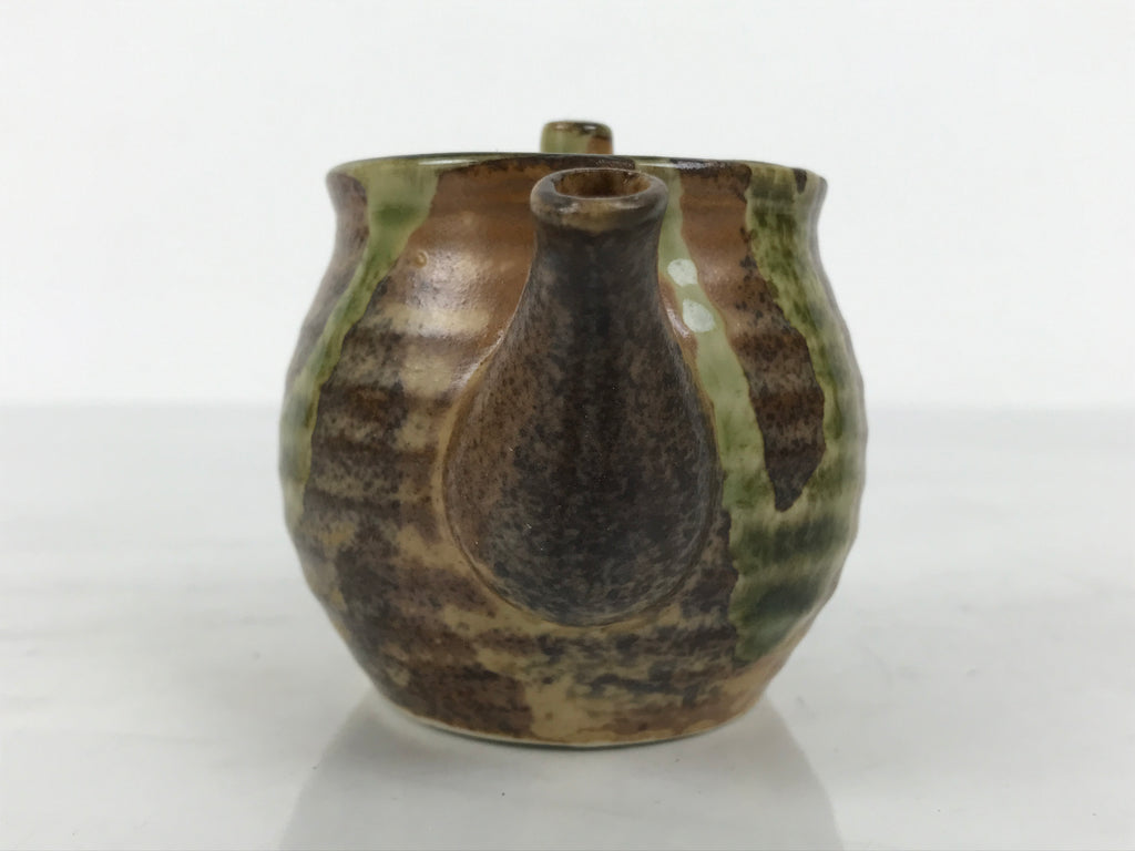 Japanese Oribe Ware Ceramic Soy Sauce Dispenser Shoyusashi Pot Brown Green Y577-KT - Pot-chidorivintage.com