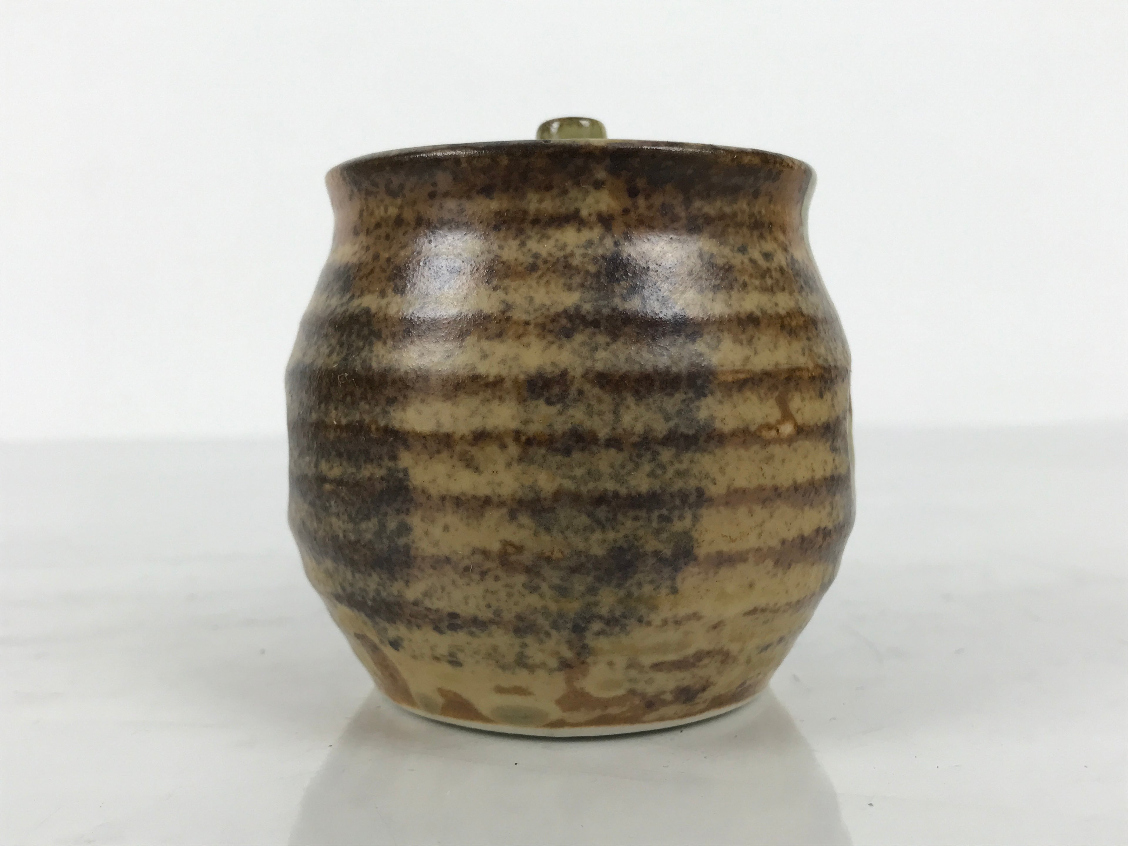 Japanese Oribe Ware Ceramic Soy Sauce Dispenser Shoyusashi Pot Brown Green Y577-KT - Pot-chidorivintage.com