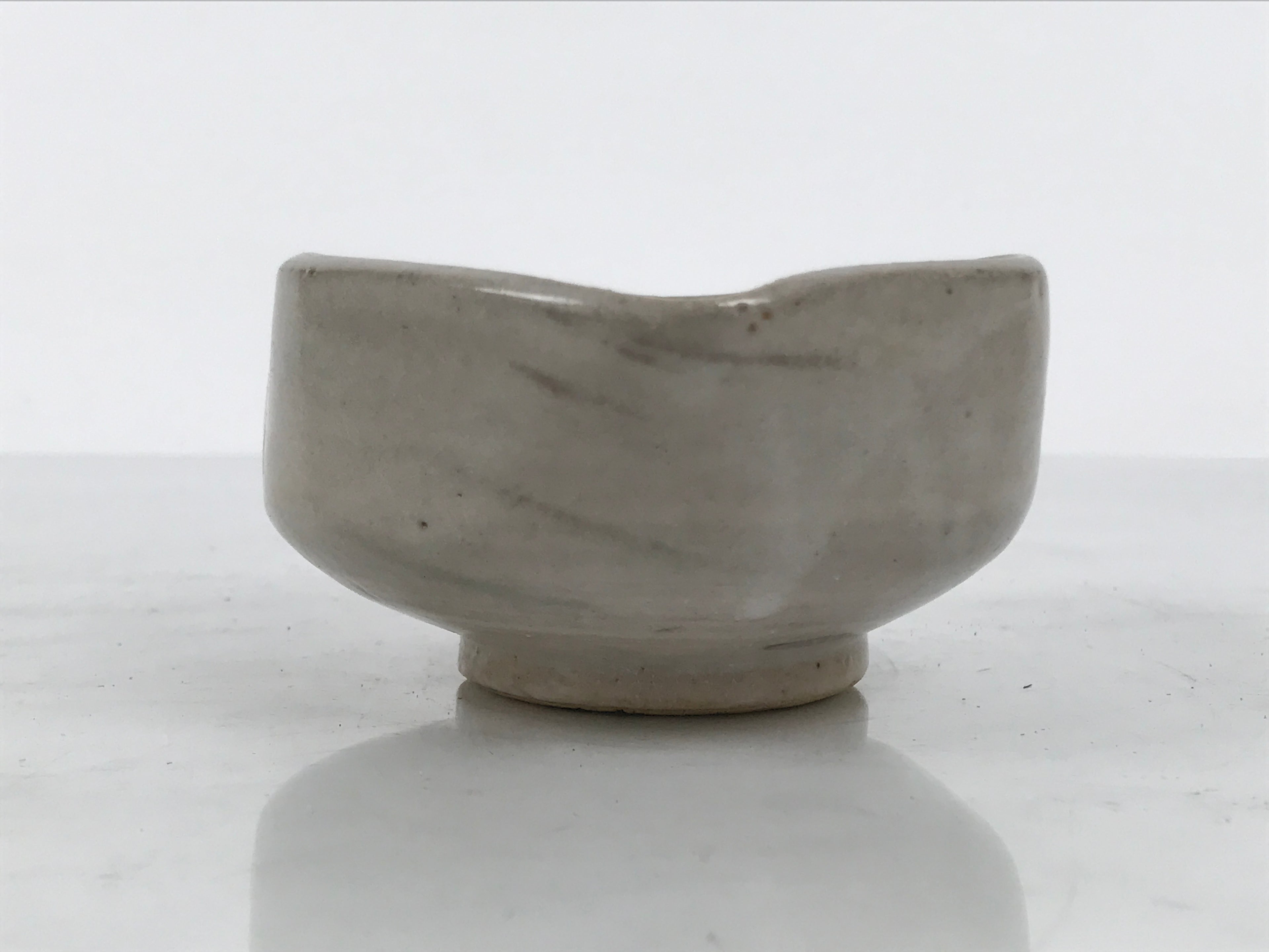 Japanese Ceramic Water Cooling Bowl Vtg Yuzamashi Katakuchi Light Gray Y578-KT - Bowl-chidorivintage.com
