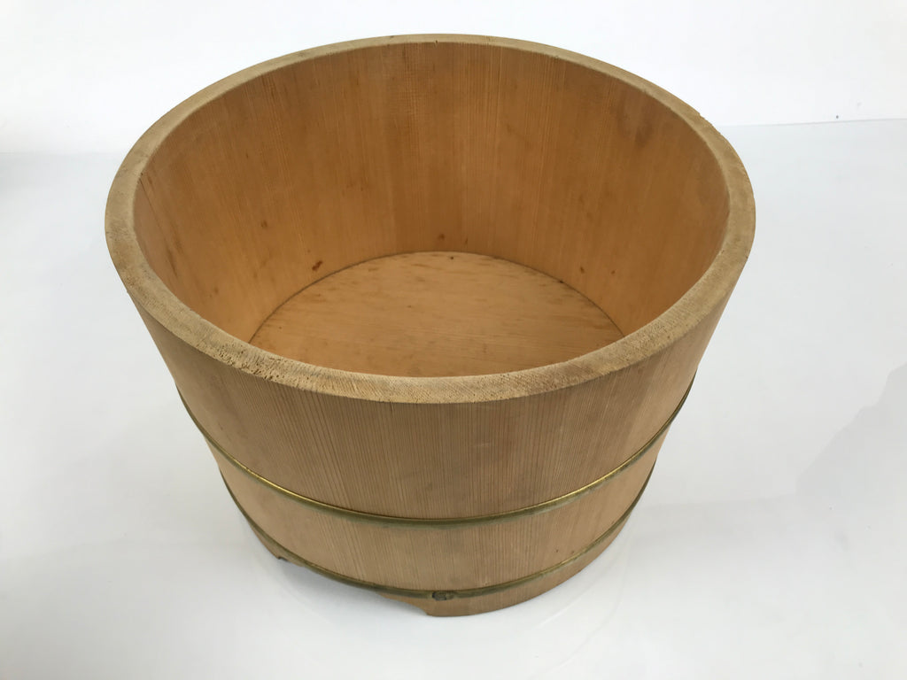 Japanese Large Handcrafted Lidded Wooden Oke Bucket Vtg Water Rice Storage BK64-OT - Wood-chidorivintage.com