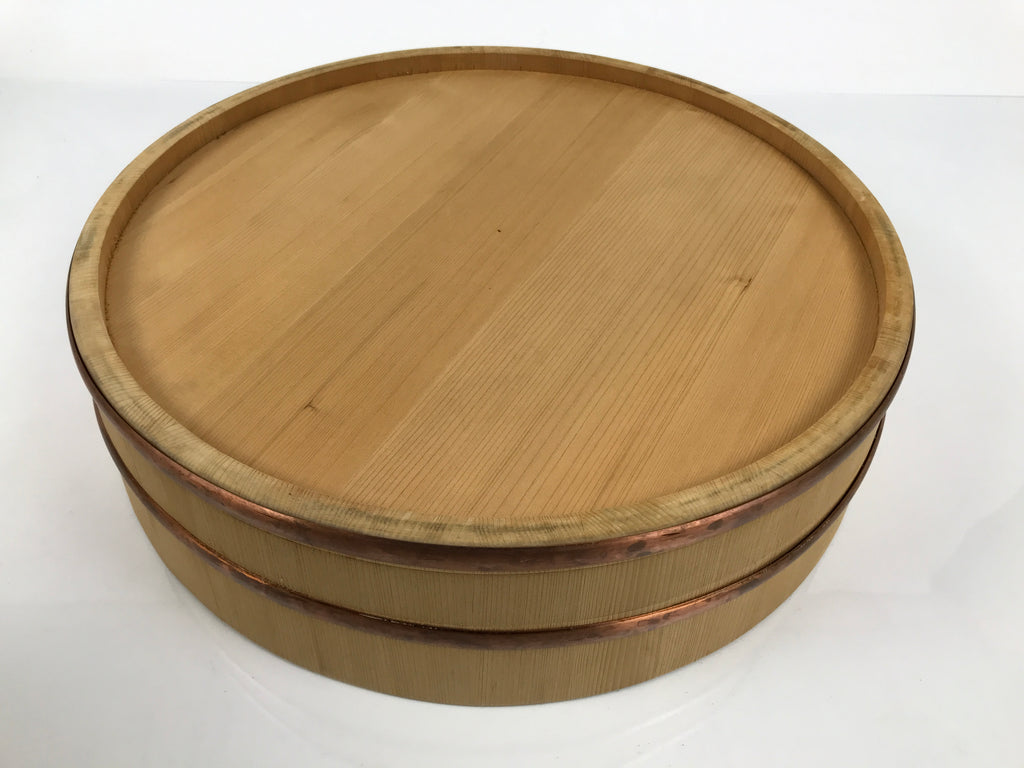 Japanese Handmade Wooden Oke Bucket Sushioke Hangiri Vtg Lidded Handai BK65-OT - Wood-chidorivintage.com