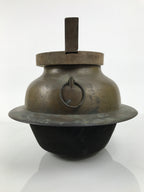 Japanese Metal Kettle Chagama Water Pot Vtg Tea Ceremony Wooden Lid C38-KT - Kettle-chidorivintage.com