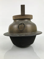 Japanese Metal Kettle Chagama Water Pot Vtg Tea Ceremony Wooden Lid C38-KT - Kettle-chidorivintage.com