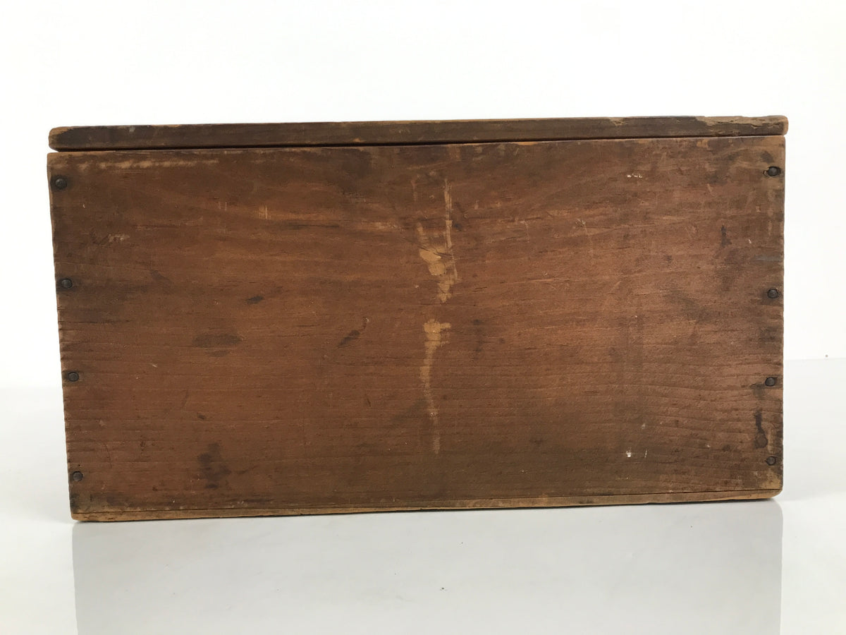 Antique Japanese Wooden Pottery Storage Box Inside 28.3x10.3x15cm Brown X238-FB - Wooden Box-chidorivintage.com