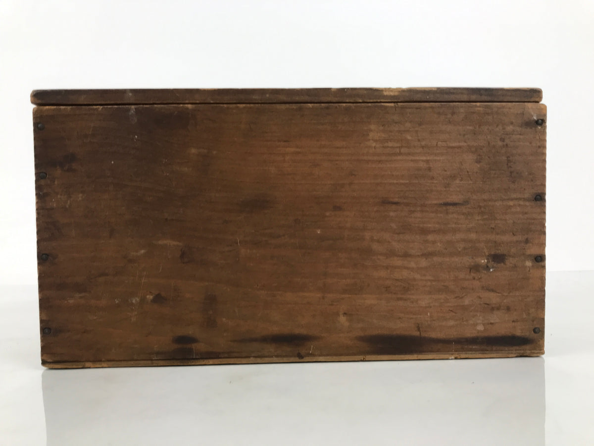 Antique Japanese Wooden Pottery Storage Box Inside 28.3x10.3x15cm Brown X238-FB - Wooden Box-chidorivintage.com