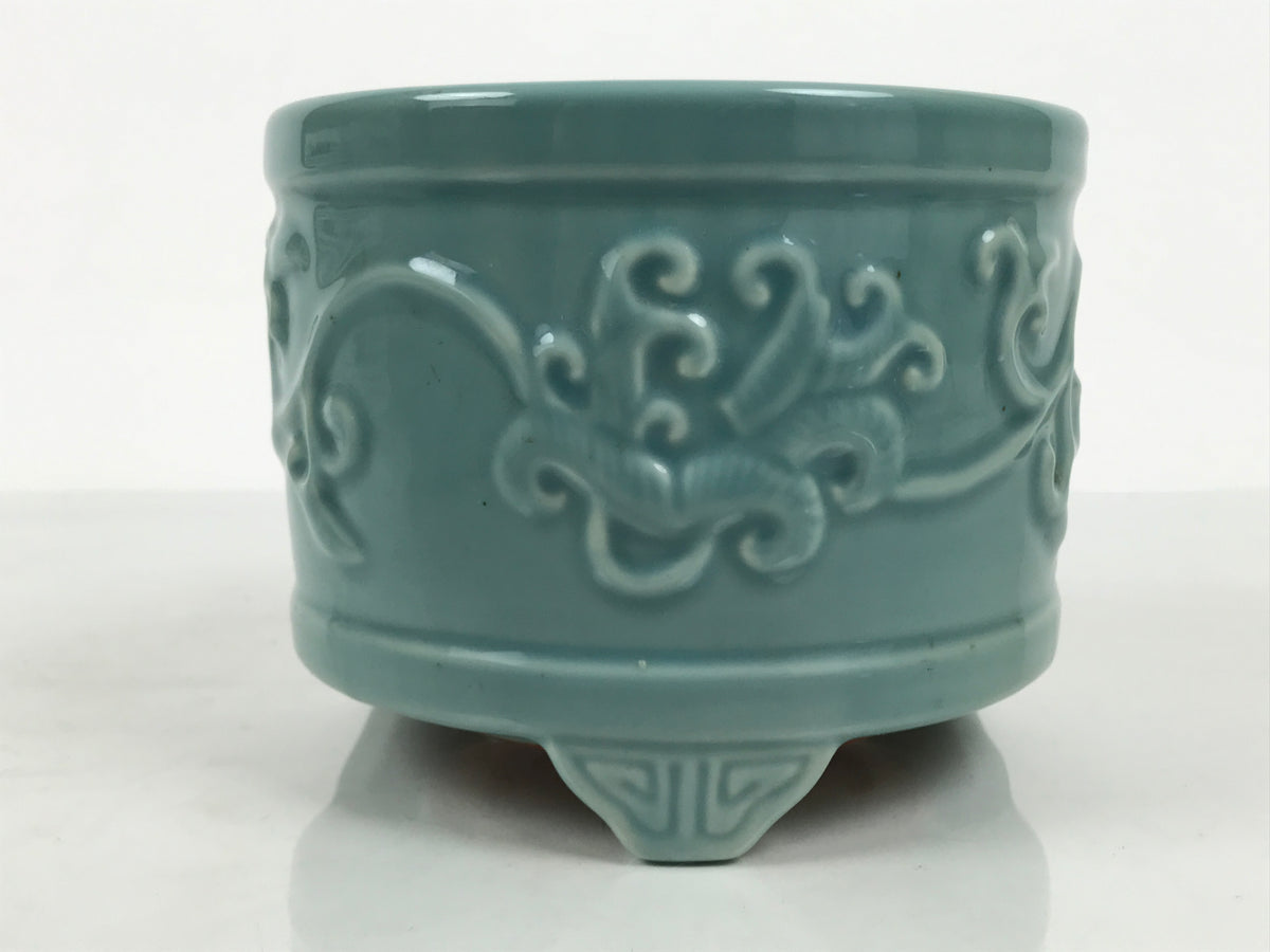 Japanese Buddhist Altar Porcelain Incense Burner Koro Censer Celadon Blue BT27-OT - Buddhist-chidorivintage.com