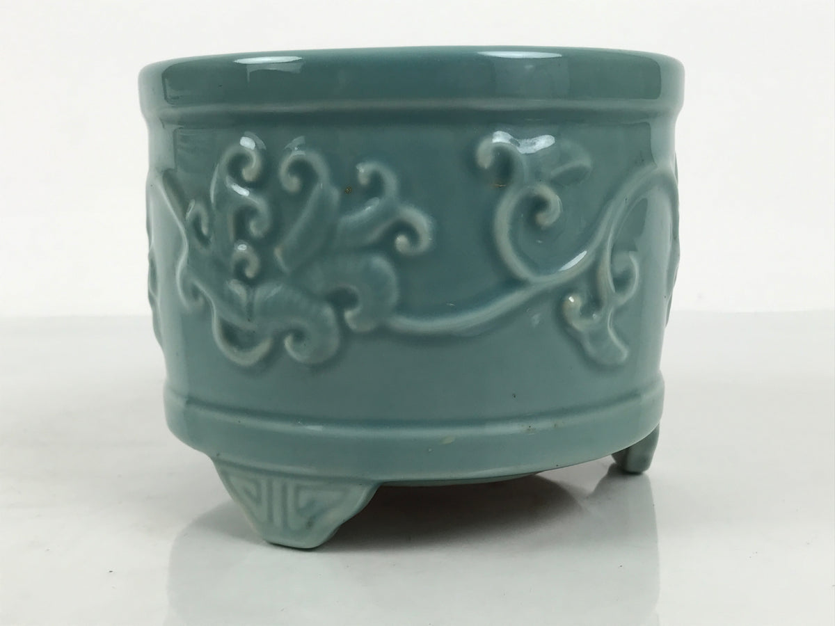 Japanese Buddhist Altar Porcelain Incense Burner Koro Censer Celadon Blue BT27-OT - Buddhist-chidorivintage.com