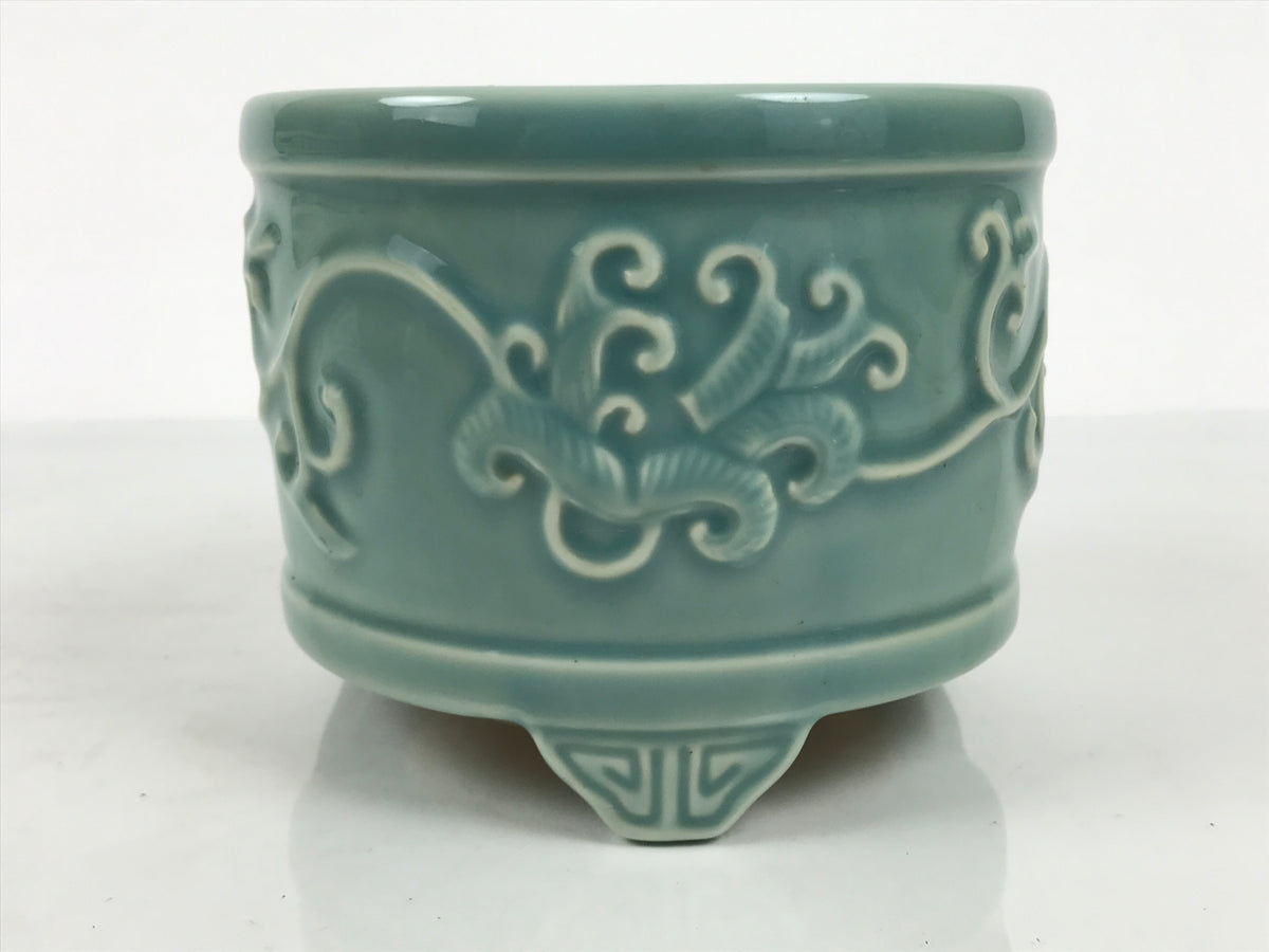 Japanese Buddhist Altar Porcelain Incense Burner Koro Censer Celadon Blue BT28-OT - Buddhist-chidorivintage.com