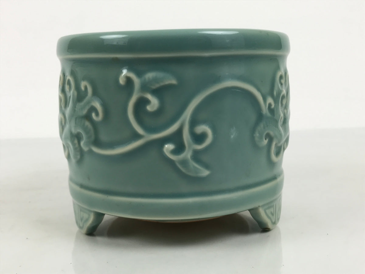 Japanese Buddhist Altar Porcelain Incense Burner Koro Censer Celadon Blue BT28-OT - Buddhist-chidorivintage.com