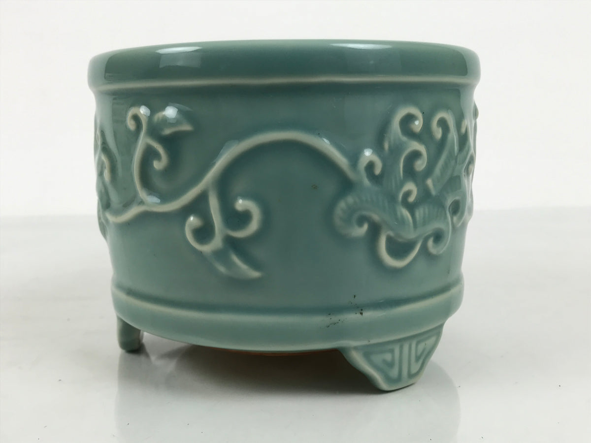 Japanese Buddhist Altar Porcelain Incense Burner Koro Censer Celadon Blue BT28-OT - Buddhist-chidorivintage.com