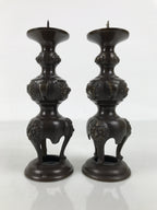 Japanese Buddhist Altar Fitting Bronze Metal Candle Stand Vtg 2pc Shokudai BT24-OT - Buddhist-chidorivintage.com