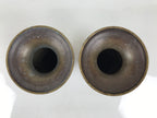 Japanese Buddhist Altar Bronze Metal Flower Vases 2pcs Hanatate Brown Birds BT25-OT - Buddhist-chidorivintage.com