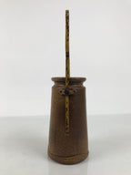 Japanese Ceramic Flower Vase Vtg Ikebana Kabin Brown Bamboo Handle FK266-KT - Vase-chidorivintage.com