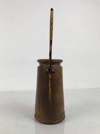 Japanese Ceramic Flower Vase Vtg Ikebana Kabin Brown Bamboo Handle FK266-KT - Vase-chidorivintage.com