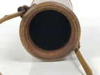 Japanese Ceramic Flower Vase Vtg Ikebana Kabin Brown Bamboo Handle FK266-KT - Vase-chidorivintage.com