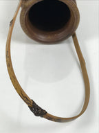 Japanese Ceramic Flower Vase Vtg Ikebana Kabin Brown Bamboo Handle FK266-KT - Vase-chidorivintage.com