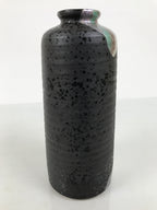 Japanese Ceramic Flower Vase Vtg Ikebana Kabin Cylinder Black Gold Silver FK267-KT - Vase-chidorivintage.com