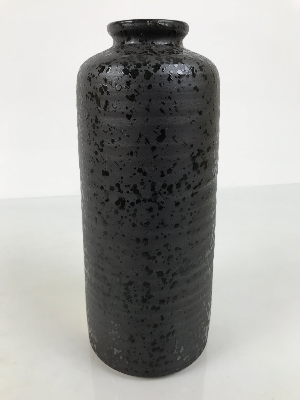 Japanese Ceramic Flower Vase Vtg Ikebana Kabin Cylinder Black Gold Silver FK267-KT - Vase-chidorivintage.com