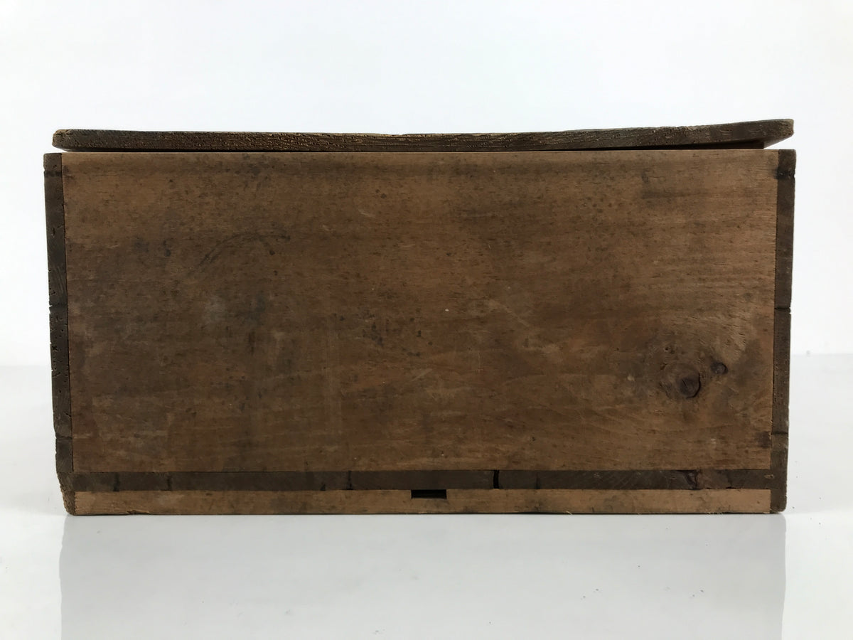 Antique Japanese Wooden Pottery Storage Box Inside 26x26x11.8cm Brown X235-FB - Wooden Box-chidorivintage.com