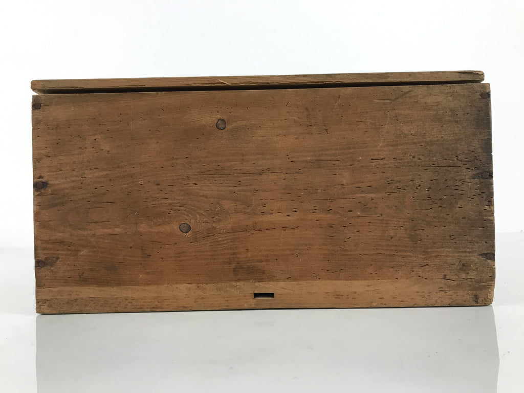 Antique Japanese Wooden Pottery Storage Box Inside 26x26x11.8cm Brown X235-FB - Wooden Box-chidorivintage.com