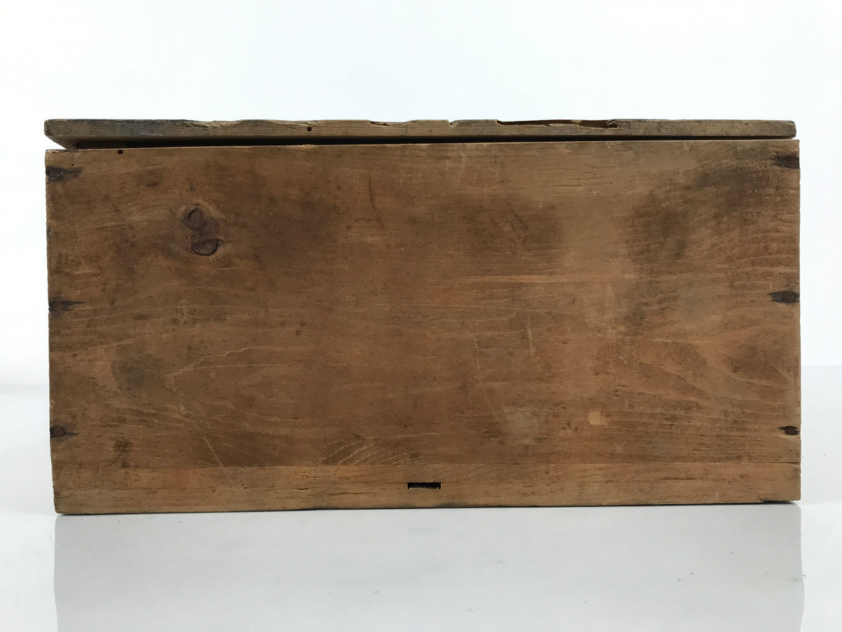 Antique Japanese Wooden Pottery Storage Box Inside 26x26x11.8cm Brown X235-FB - Wooden Box-chidorivintage.com
