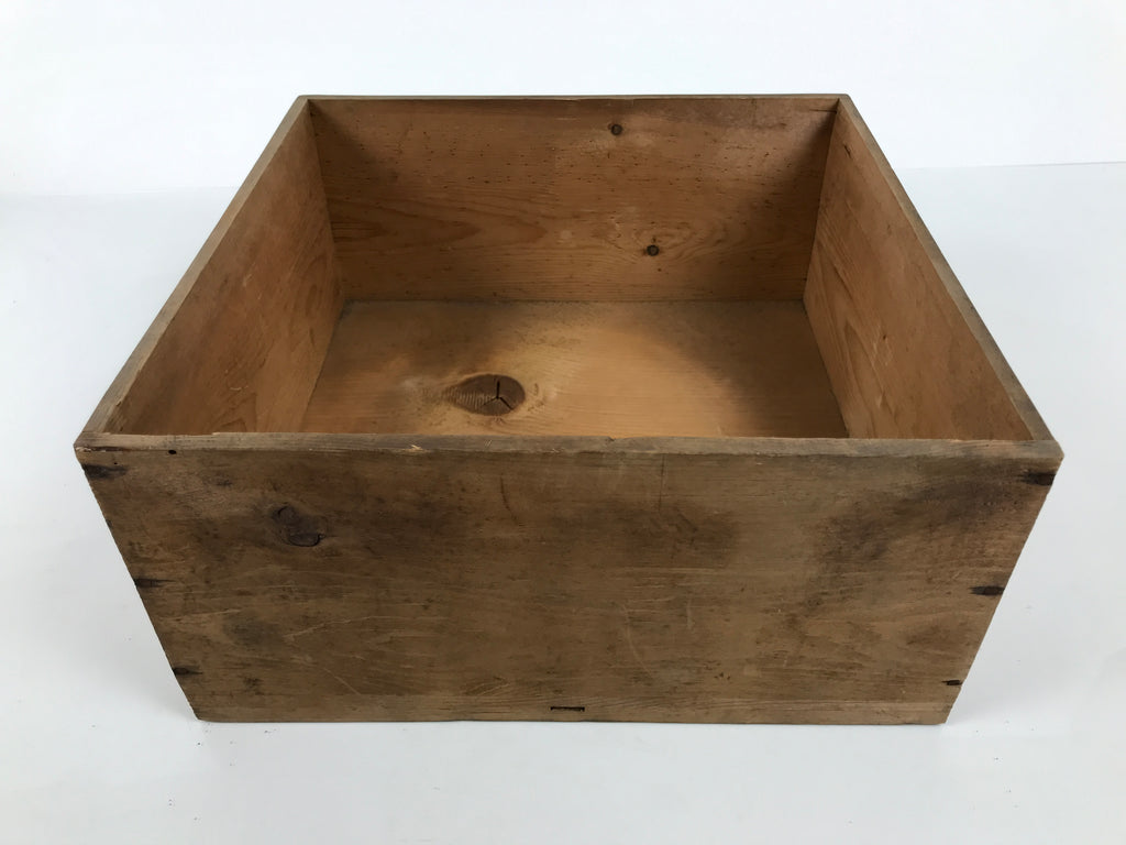 Antique Japanese Wooden Pottery Storage Box Inside 26x26x11.8cm Brown X235-FB - Wooden Box-chidorivintage.com