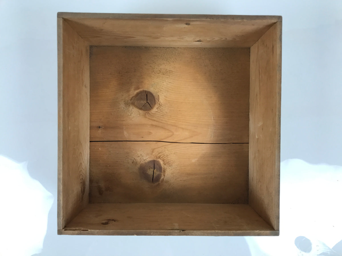 Antique Japanese Wooden Pottery Storage Box Inside 26x26x11.8cm Brown X235-FB - Wooden Box-chidorivintage.com
