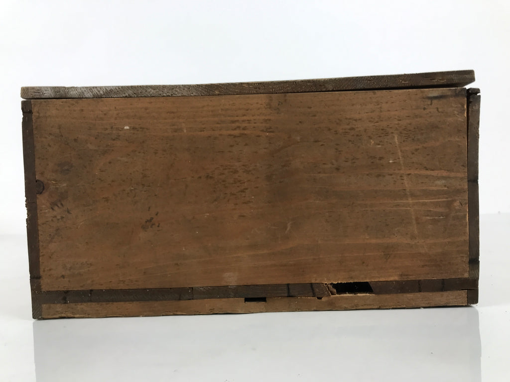 Antique Japanese Wooden Pottery Storage Box Inside 26x26x11.5cm Brown X236-FB - Wooden Box-chidorivintage.com