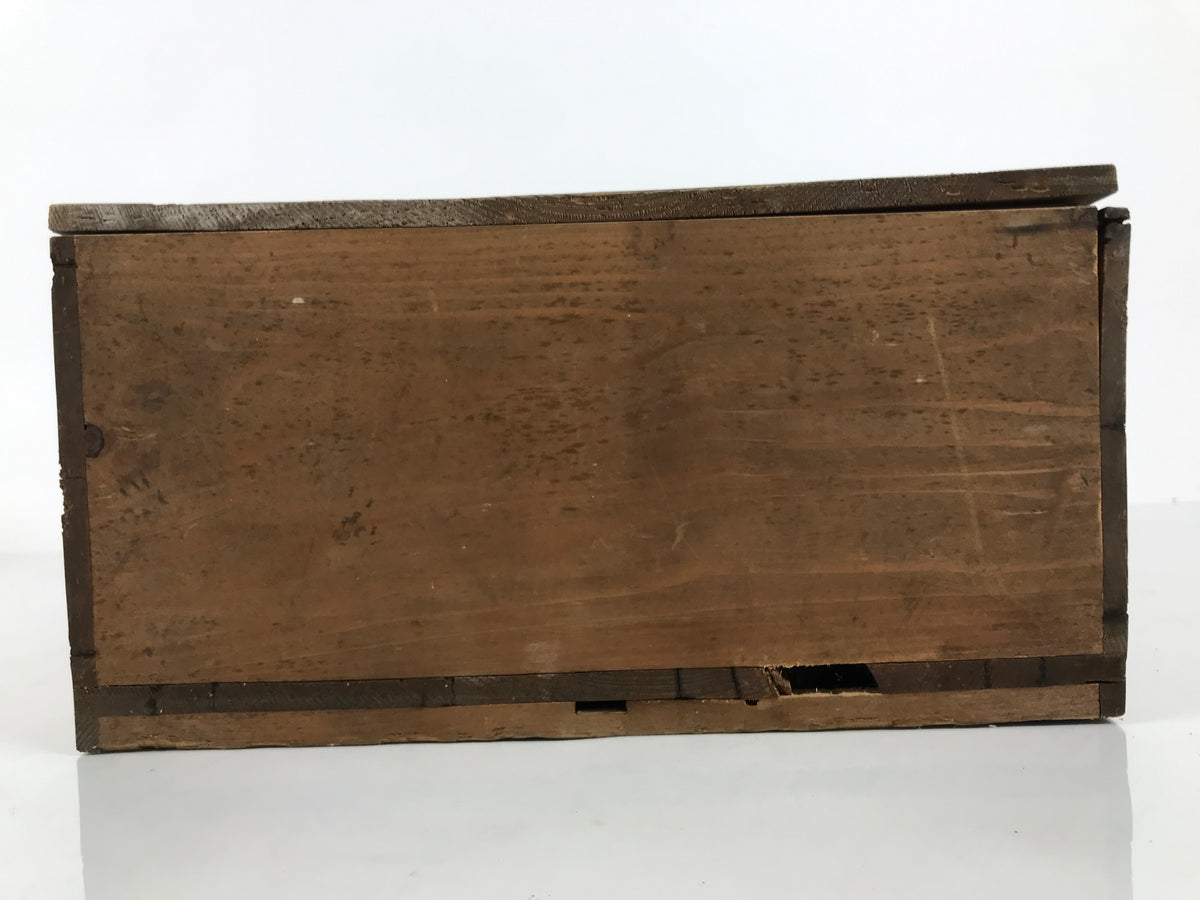 Antique Japanese Wooden Pottery Storage Box Inside 26x26x11.5cm Brown X236-FB - Wooden Box-chidorivintage.com