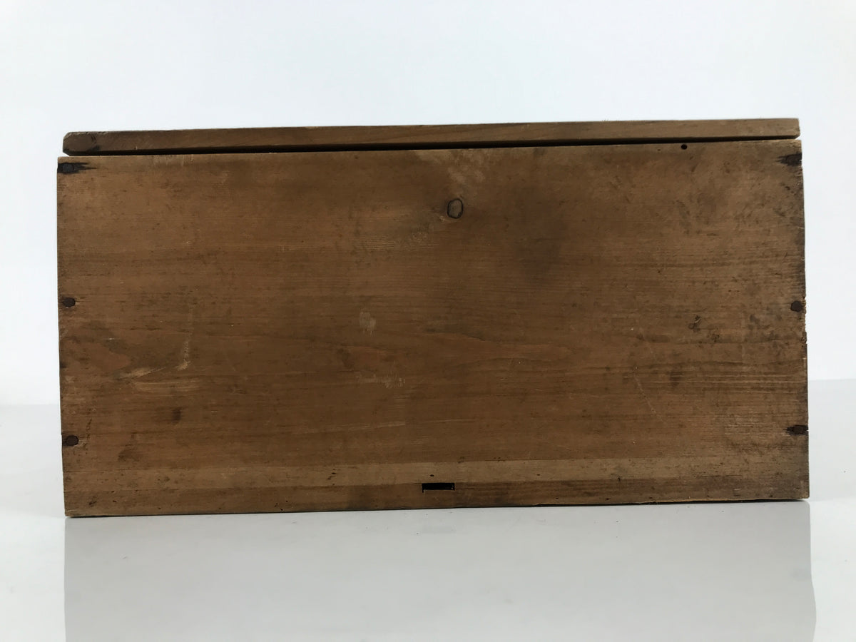 Antique Japanese Wooden Pottery Storage Box Inside 26x26x11.5cm Brown X236-FB - Wooden Box-chidorivintage.com