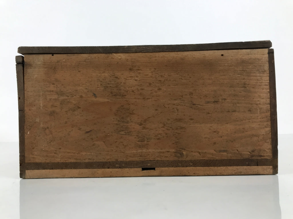 Antique Japanese Wooden Pottery Storage Box Inside 26x26x11.5cm Brown X236-FB - Wooden Box-chidorivintage.com