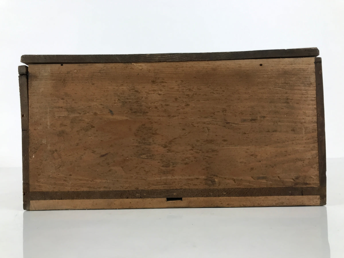 Antique Japanese Wooden Pottery Storage Box Inside 26x26x11.5cm Brown X236-FB - Wooden Box-chidorivintage.com