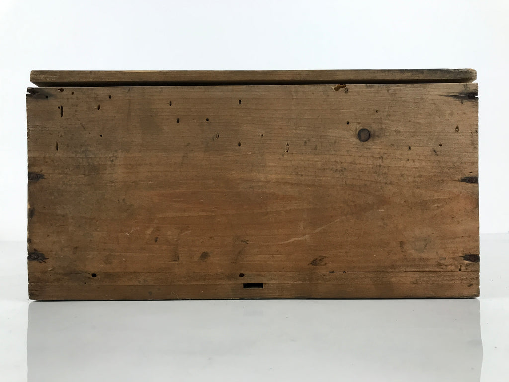 Antique Japanese Wooden Pottery Storage Box Inside 26x26x11.5cm Brown X236-FB - Wooden Box-chidorivintage.com