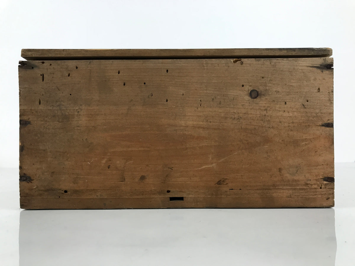 Antique Japanese Wooden Pottery Storage Box Inside 26x26x11.5cm Brown X236-FB - Wooden Box-chidorivintage.com