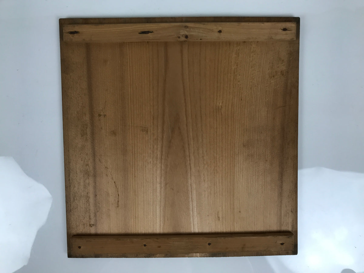 Antique Japanese Wooden Pottery Storage Box Inside 26x26x11.5cm Brown X236-FB - Wooden Box-chidorivintage.com