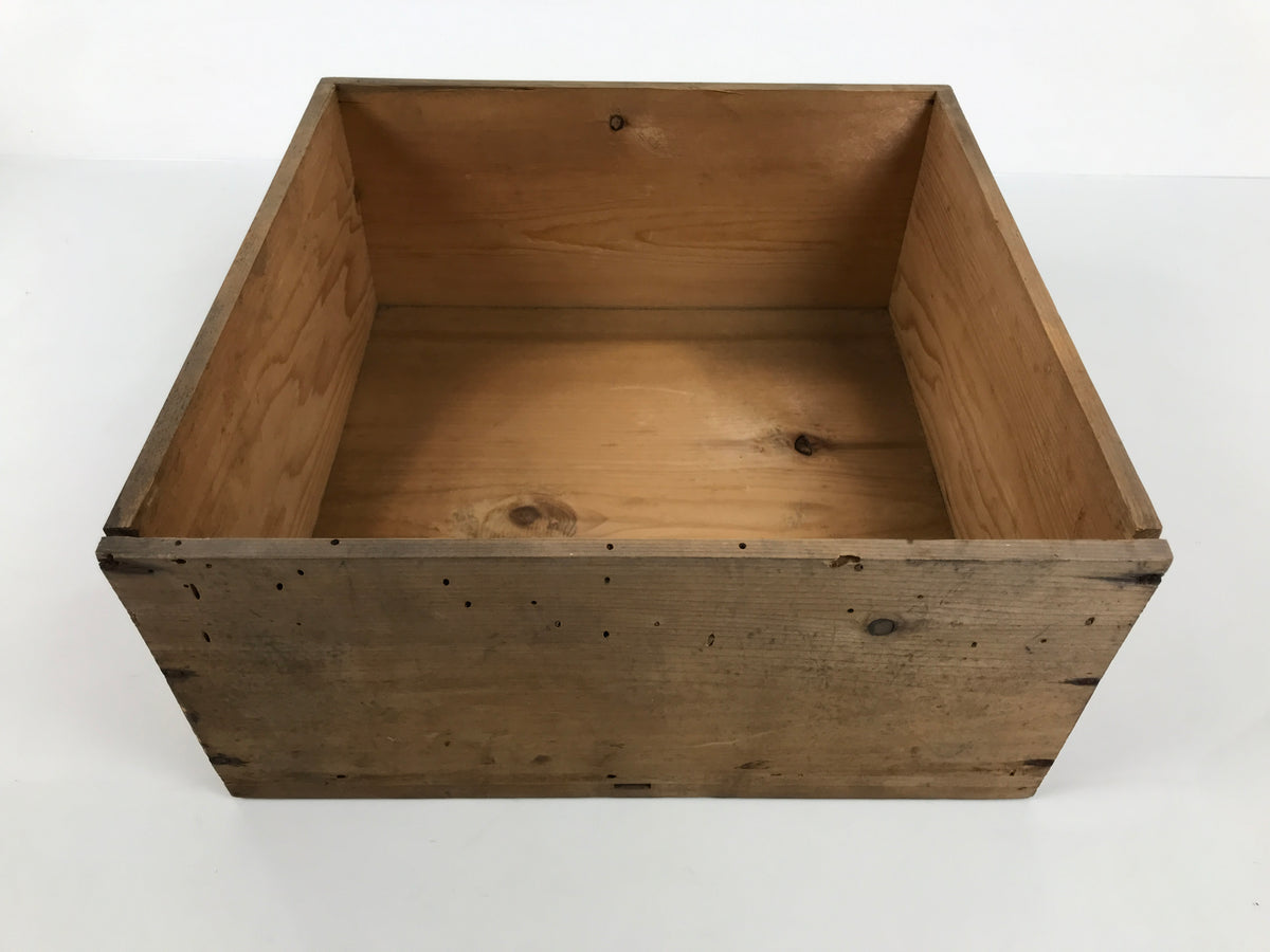 Antique Japanese Wooden Pottery Storage Box Inside 26x26x11.5cm Brown X236-FB - Wooden Box-chidorivintage.com