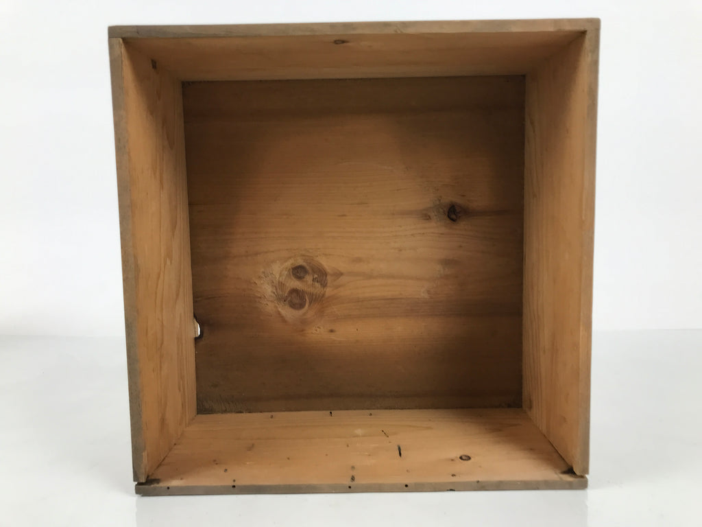 Antique Japanese Wooden Pottery Storage Box Inside 26x26x11.5cm Brown X236-FB - Wooden Box-chidorivintage.com