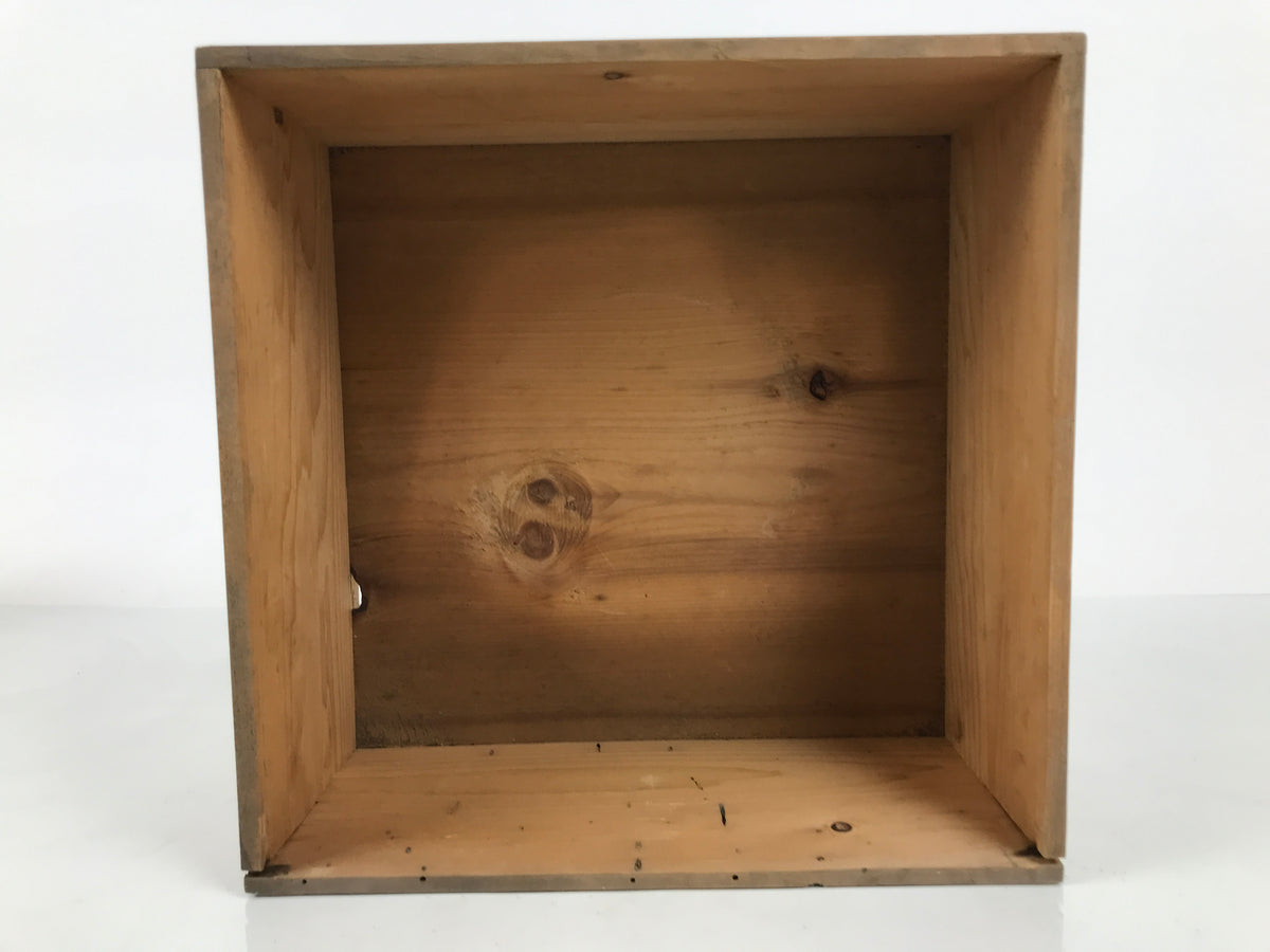 Antique Japanese Wooden Pottery Storage Box Inside 26x26x11.5cm Brown X236-FB - Wooden Box-chidorivintage.com