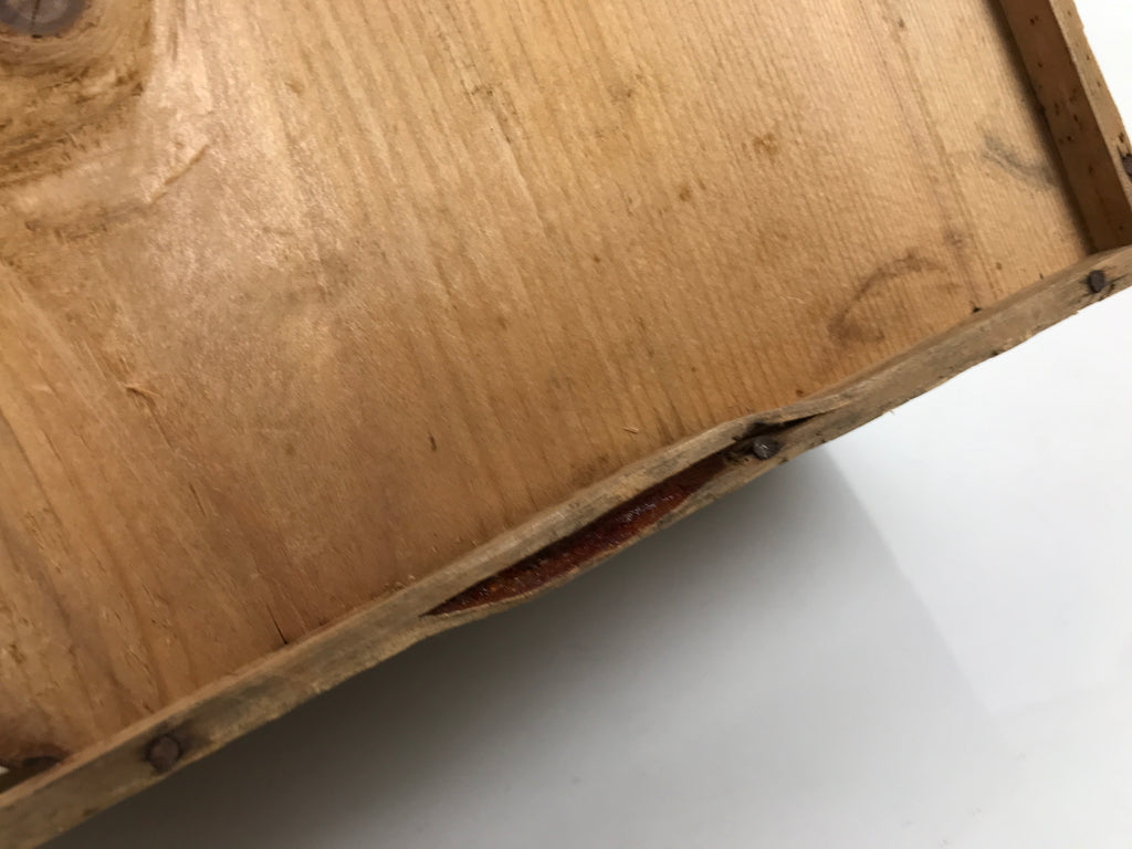 Antique Japanese Wooden Pottery Storage Box Inside 26x26x11.5cm Brown X236-FB - Wooden Box-chidorivintage.com