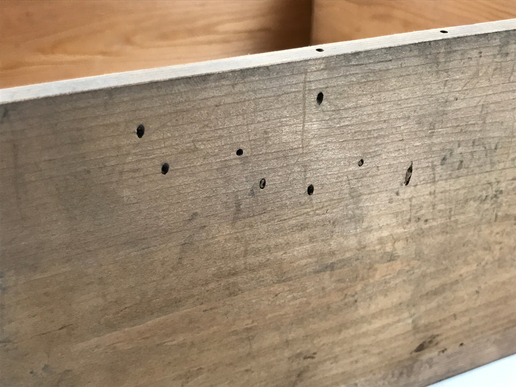 Antique Japanese Wooden Pottery Storage Box Inside 26x26x11.5cm Brown X236-FB - Wooden Box-chidorivintage.com
