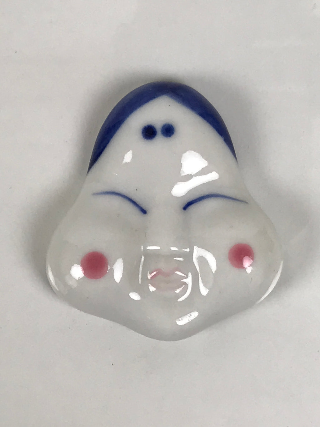 Japanese Porcelain Chopstick Rest Holder Vtg Hashioki Okame Otafuku Woman CR274-KT - Chopstick Holder-chidorivintage.com