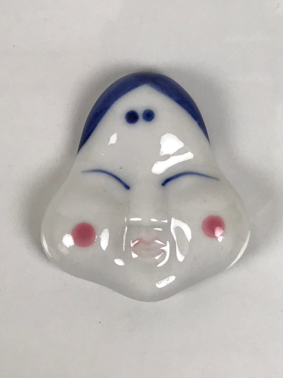 Japanese Porcelain Chopstick Rest Holder Vtg Hashioki Okame Otafuku Woman CR274-KT - Chopstick Holder-chidorivintage.com