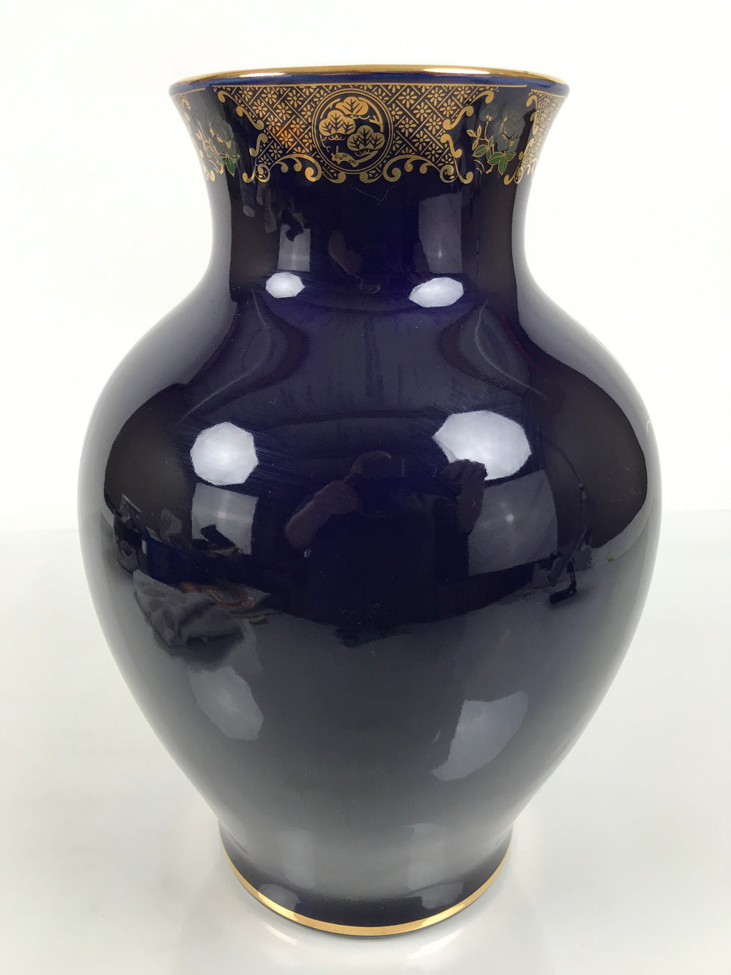 Japanese Porcelain Flower Vase Vtg Kabin Blue Peacock Bird Gold Floral FK268-KT - Vase-chidorivintage.com