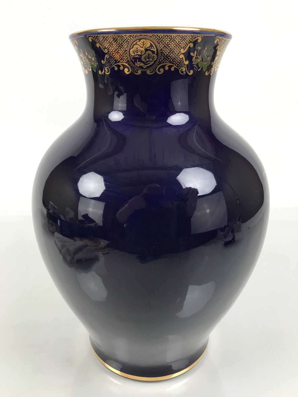 Japanese Porcelain Flower Vase Vtg Kabin Blue Peacock Bird Gold Floral FK268-KT - Vase-chidorivintage.com