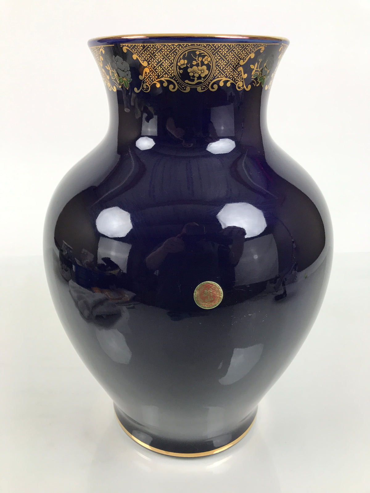 Japanese Porcelain Flower Vase Vtg Kabin Blue Peacock Bird Gold Floral FK268-KT - Vase-chidorivintage.com