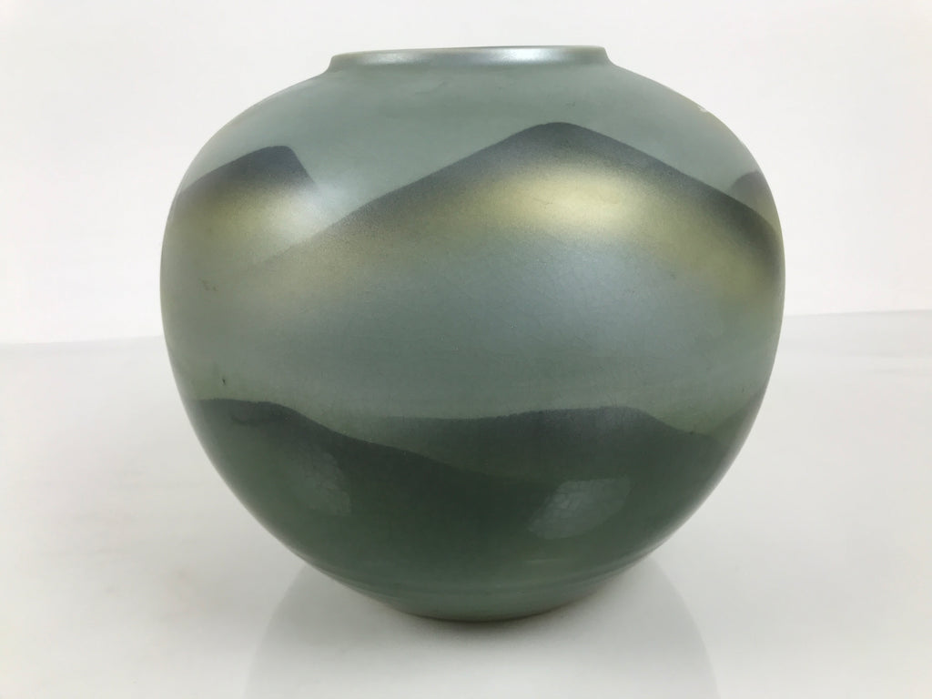 Japanese Porcelain Flower Vase Vtg Ikebana Kabin Celadon Green Mountain FK269-KT - Vase-chidorivintage.com