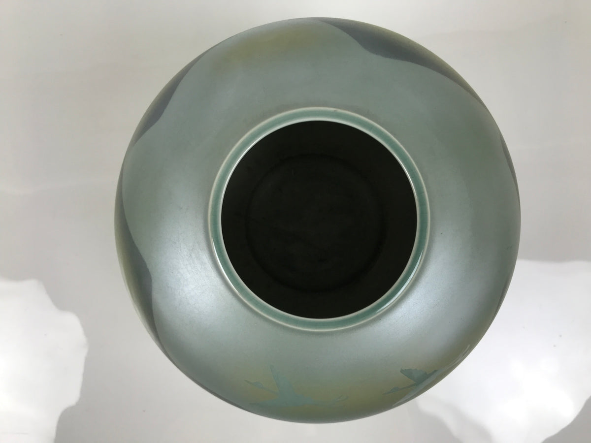 Japanese Porcelain Flower Vase Vtg Ikebana Kabin Celadon Green Mountain FK269-KT - Vase-chidorivintage.com