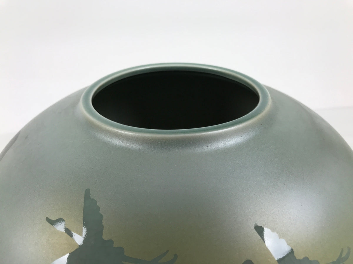 Japanese Porcelain Flower Vase Vtg Ikebana Kabin Celadon Green Mountain FK269-KT - Vase-chidorivintage.com