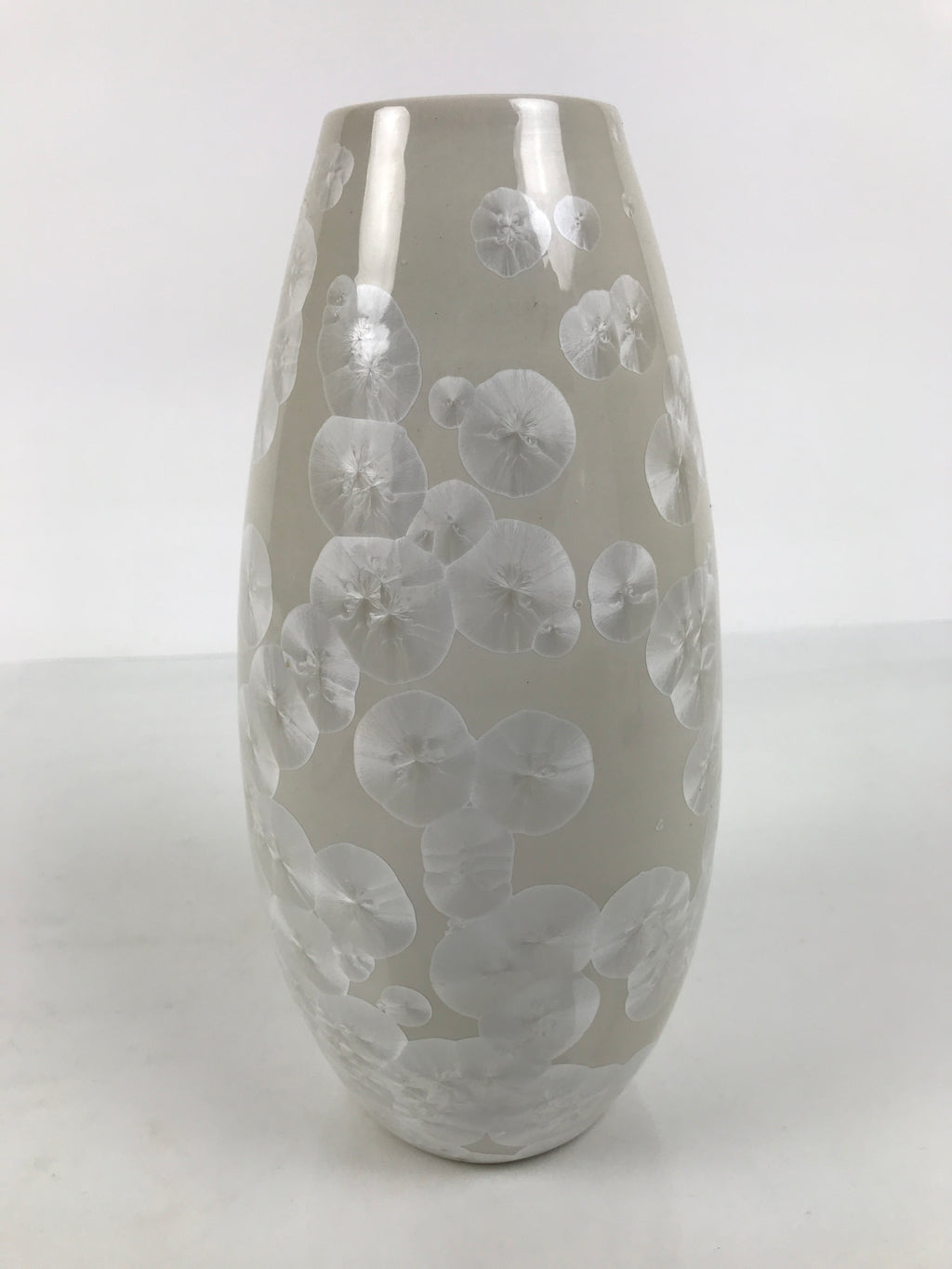 Japanese Porcelain Flower Vase Ikebana Kabin Crystalline Glaze White FK271-KT - Vase-chidorivintage.com